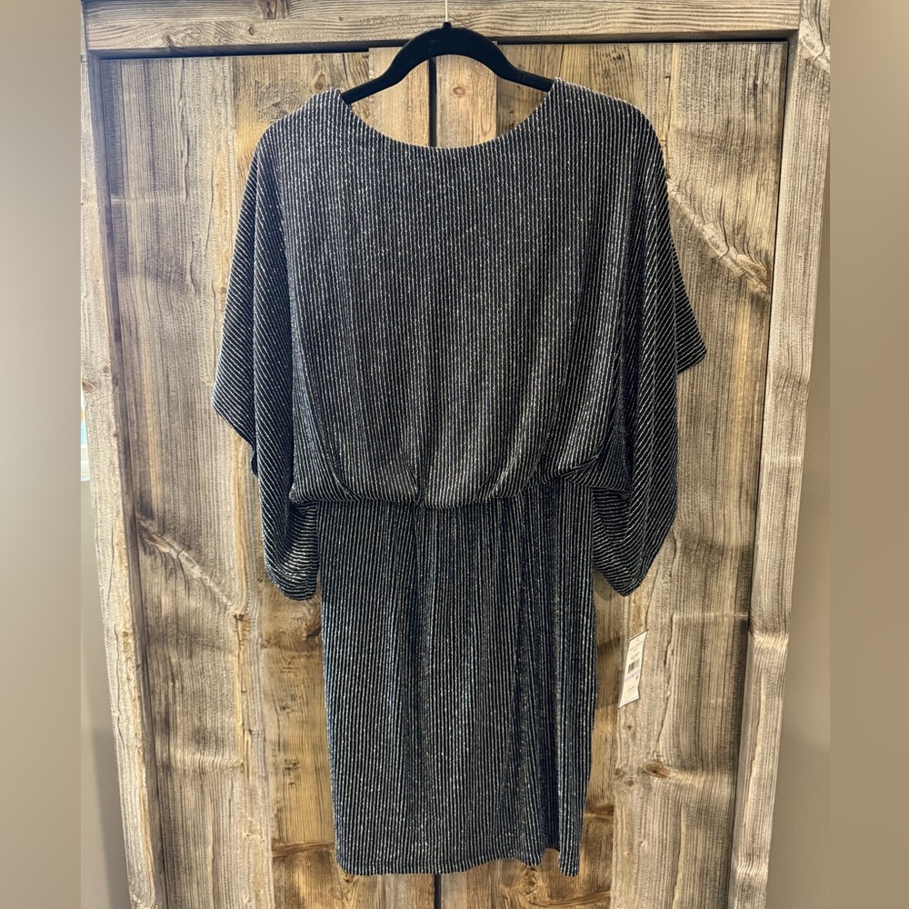 Jessica Howard Black and Silver Long Sleeve Dress